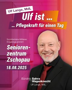 Ulf Lange ist Pflegekraft für einen Tag im Seniorenzentrum Zschopau